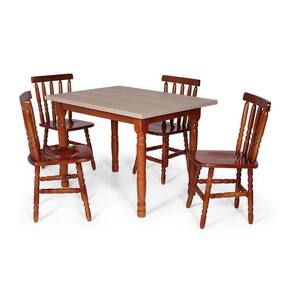 Conj Jantar Retangular 140x80cm Mel + 4 Cadeiras Mônaco