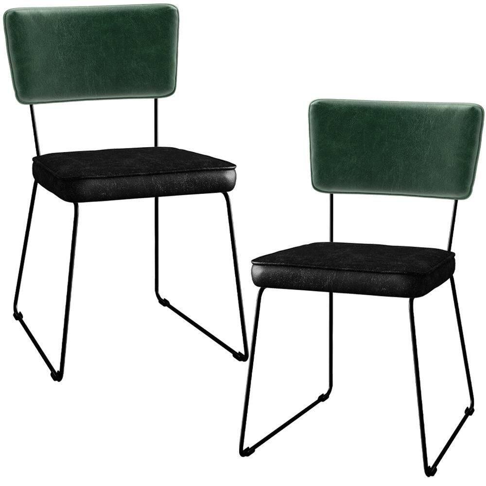 Kit 02 Cadeiras L02 Facto Verde Musgo Couríssimo Preto