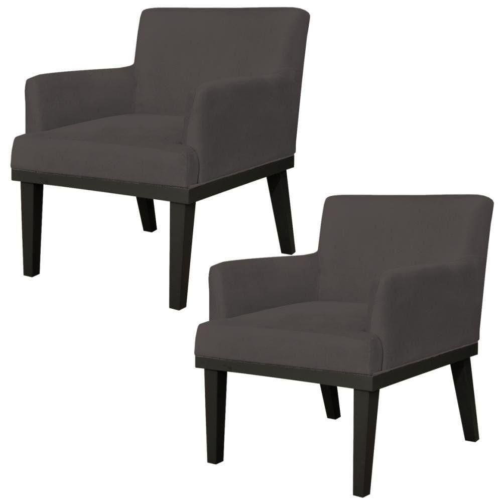 Kit 02 Poltronas Beatriz W01 Suede Marrom