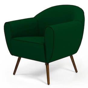 Poltrona Com Pés Palito Nina Veludo Verde Liso C-303