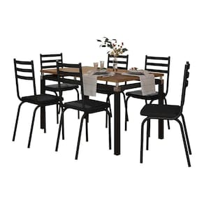 Kit De Mesa Com 6 Cadeiras Malva 136Cm Preto Nature