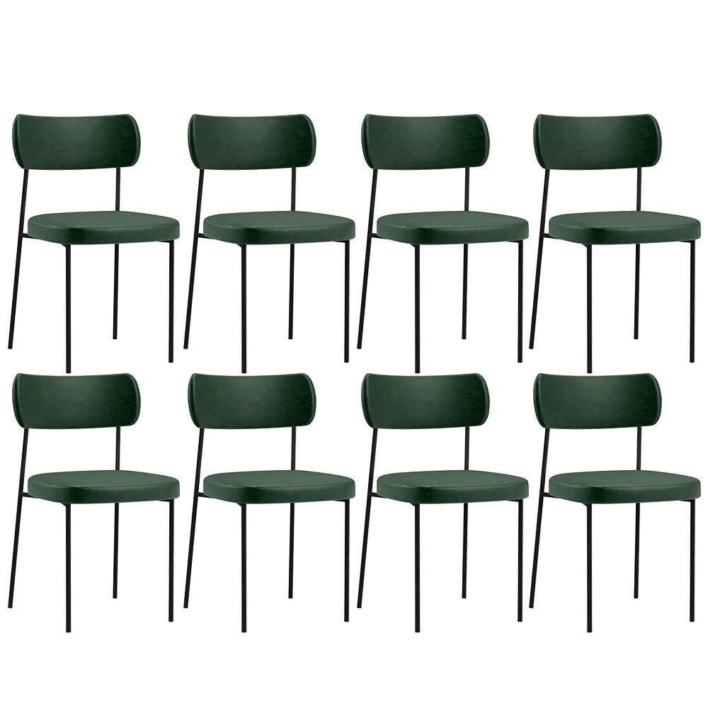 Kit 08 Cadeiras Estofada Para Couríssimo Verde Musgo