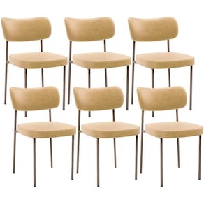 Kit 06 Cadeiras Estofadas Para Sala De Jantar Melina Base Arena L02 Couríssimo Fendi - Lyam Decor