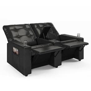 Poltrona Do Papai Reclinável Cinema 2 Lugares Manual Baú Usb Haifa F05 Facto Preto B - Lyam Decor