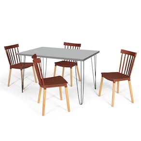 Conjunto Mesa De Jantar Hairpin 130x80 Volpi Com 4 Cadeiras Eiffel Windsor - Marrom