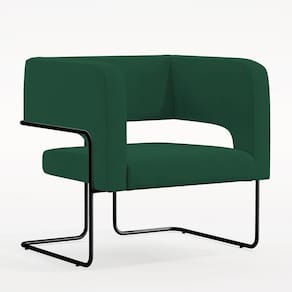Poltrona Base De Aço Preto Veludo Verde C-303