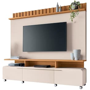 Estante Painel Para Tv 70 Pol 200cm Ripado Artist H01 Off White-cinamomo