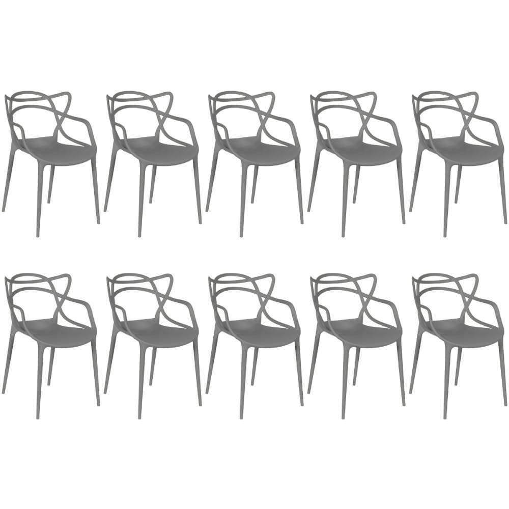 Kit 10 Cadeiras Allegra - Cinza Escuro