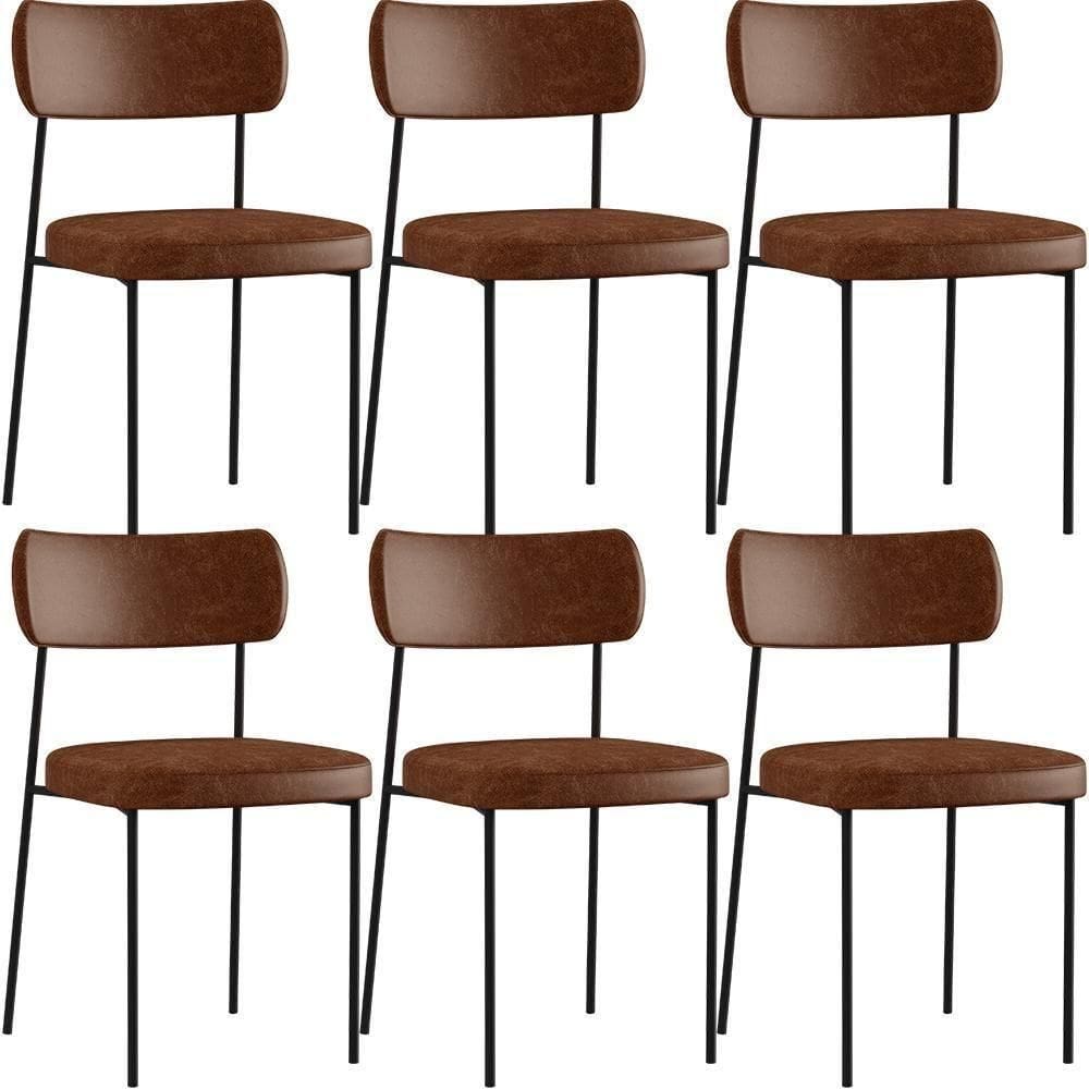 Kit 06 Cadeirass Sala De Jantar F01 Marrom