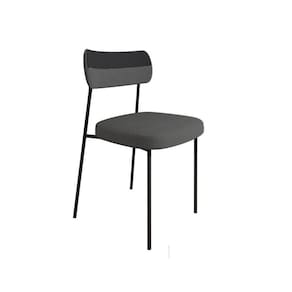 Cadeira Decorativa Estofada Sala De Jantar Mila Preto/Linho Cinza - Fdecor