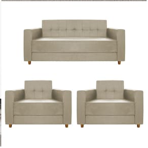 Kit Sofá 2 Lugares E 2 Poltronas Denver Linho - Cor Bege