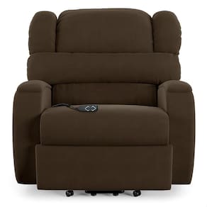 Poltrona Do Papai Reclinável Kalie Elevação Lift Elétrico Fh9 Veludo Marrom - Mpozenato