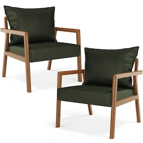 Kit 02 Poltronas Decorativa Para Sala De Estar Alícia B04 Couríssimo Verde Musgo