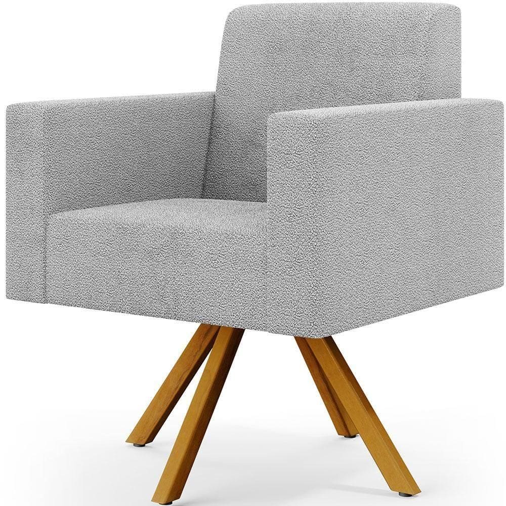 Poltrona Giratória Helô L02 Bouclê Cinza