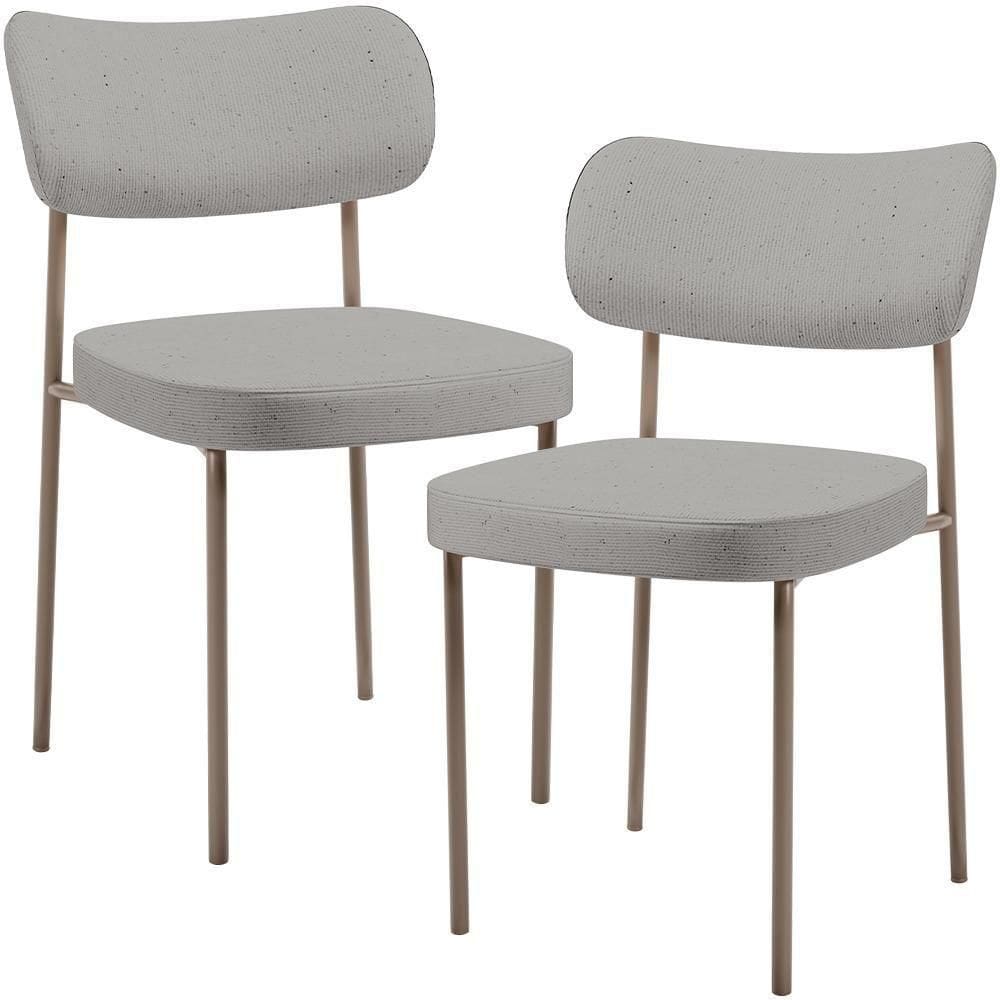 Kit 02 Cadeiras Para Sala De Jantar Melina Base Arena L02 Linho Cinza - Lyam Decor