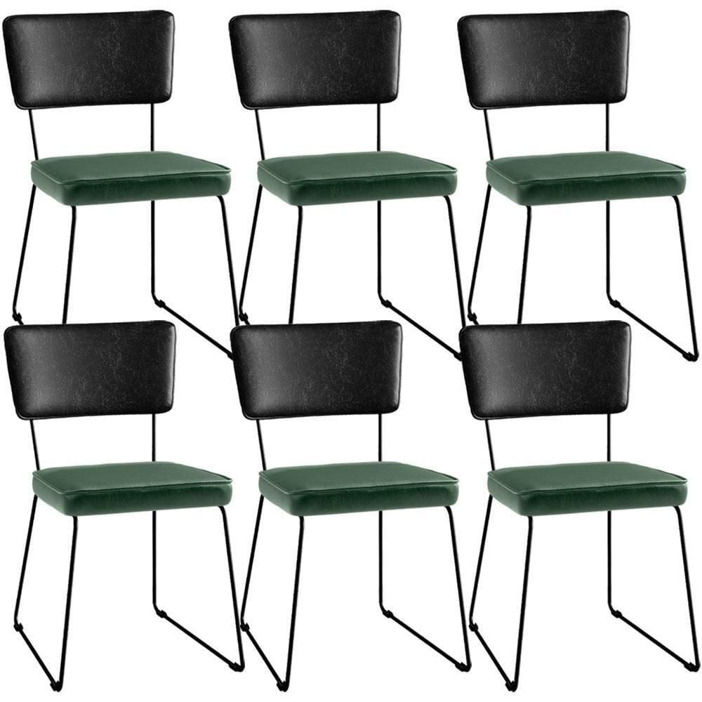 Kit 06 Cadeiras L02 Couríssimo Preto Facto Verde Musgo