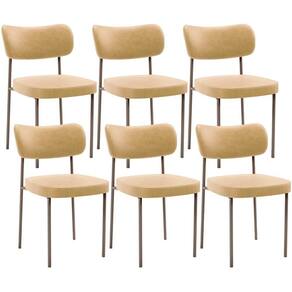 Kit 08 Cadeiras Estofadas Para Sala De Jantar Melina Base Arena L02 Couríssimo Fendi - Lyam Decor