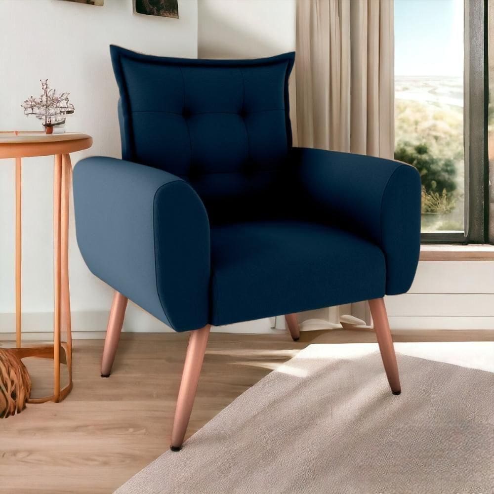 Poltrona Decorativa Alison Suede Azul