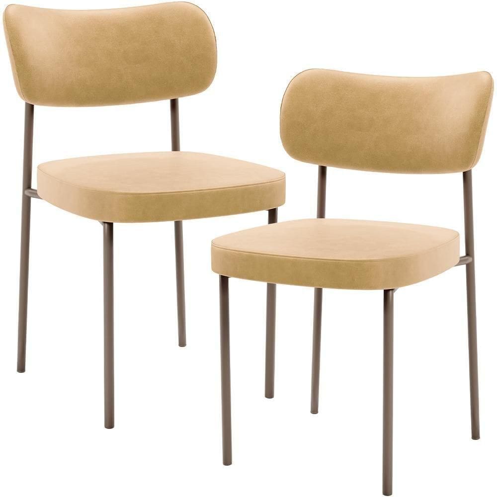 Kit 02 Cadeiras Para Sala De Jantar Melina Base Arena L02 Couríssimo Fendi - Lyam Decor