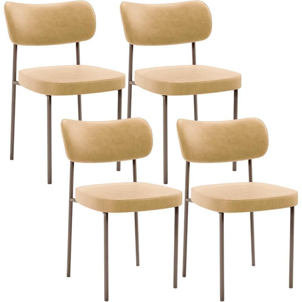 Kit 04 Cadeiras Decorativa Estofada Para Sala De Jantar Melina Base Arena L02 Couríssimo Fendi - Lyam Decor