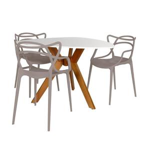 Conjunto Mesa De Jantar Orgânica Nina 120cm Branca Com 3 Cadeiras Allegra - Fendi