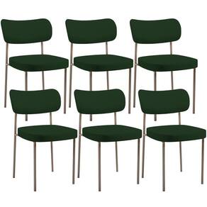 Kit 06 Cadeiras Estofadas Para Sala De Jantar Melina Base Arena L02 Suede Verde Musgo - Lyam Decor