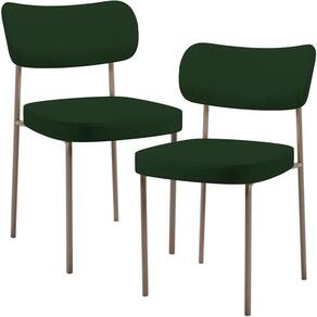 Kit 02 Cadeiras Para Sala De Jantar Melina Base Arena L02 Suede Verde Musgo - Lyam Decor