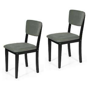 Conjunto 2 Cadeiras De Jantar Estofada Em Madeira Maciça Ella Preto/cinza