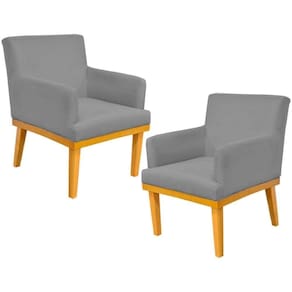 Kit 02 Poltronas Base Mel Beatriz W01 Corano Cinza