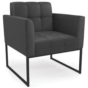 Poltrona Decorativa Base Industrial Preto Ana Sintético Preto