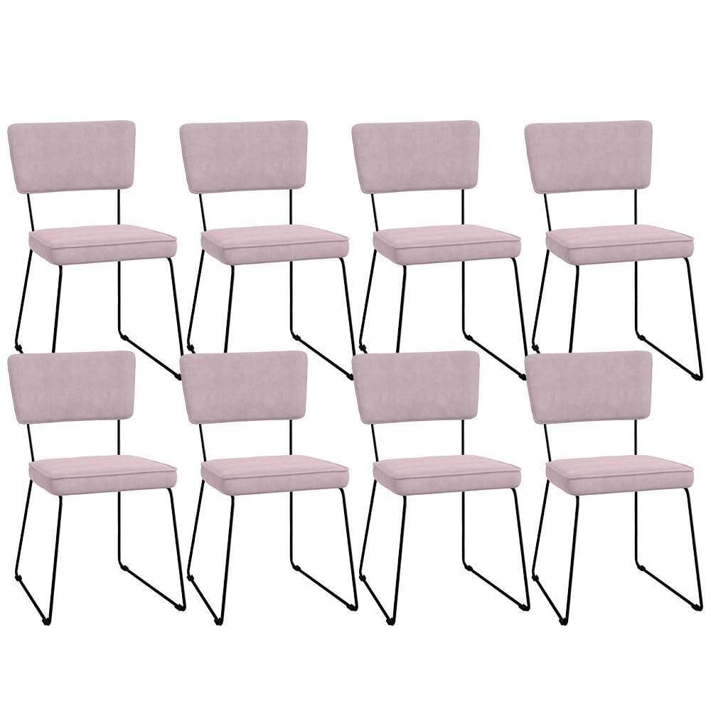 Kit 08 Cadeiras Allana L02 Suede Rosê