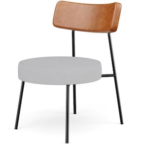 Poltrona Decorativa Base Fixa Londres L02 Couríssimo Camel Linho Cinza - Lyam