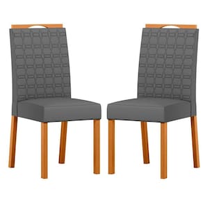 Conjunto Com 2 Cadeiras De Jantar Estofadas Mariah Ypê Veludo Cinza Ja02