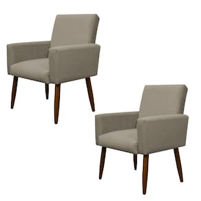 Kit 2 Poltronas Decorativa Sala E Quarto Nina Suede Herrero Cor:cappuccino