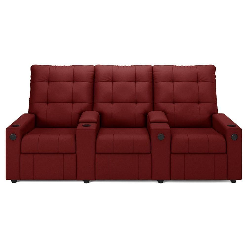 Poltrona Do Papai Reclinável Mallie 3 Lugares Baú Usb Fh9 Veludo Vermelho - Mpozenato