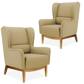 Kit 02 Poltronas D02 Veludo Liso Bege C-68 -Lyam Decor