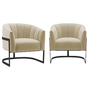 Kit 2 Poltronas Decorativas Sala De Estar Recepção Mavie Base De Ferro Preto Suede Adj Decor Branco