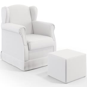 Poltrona Com Balanço E Puff Elisa P02 Facto Branco