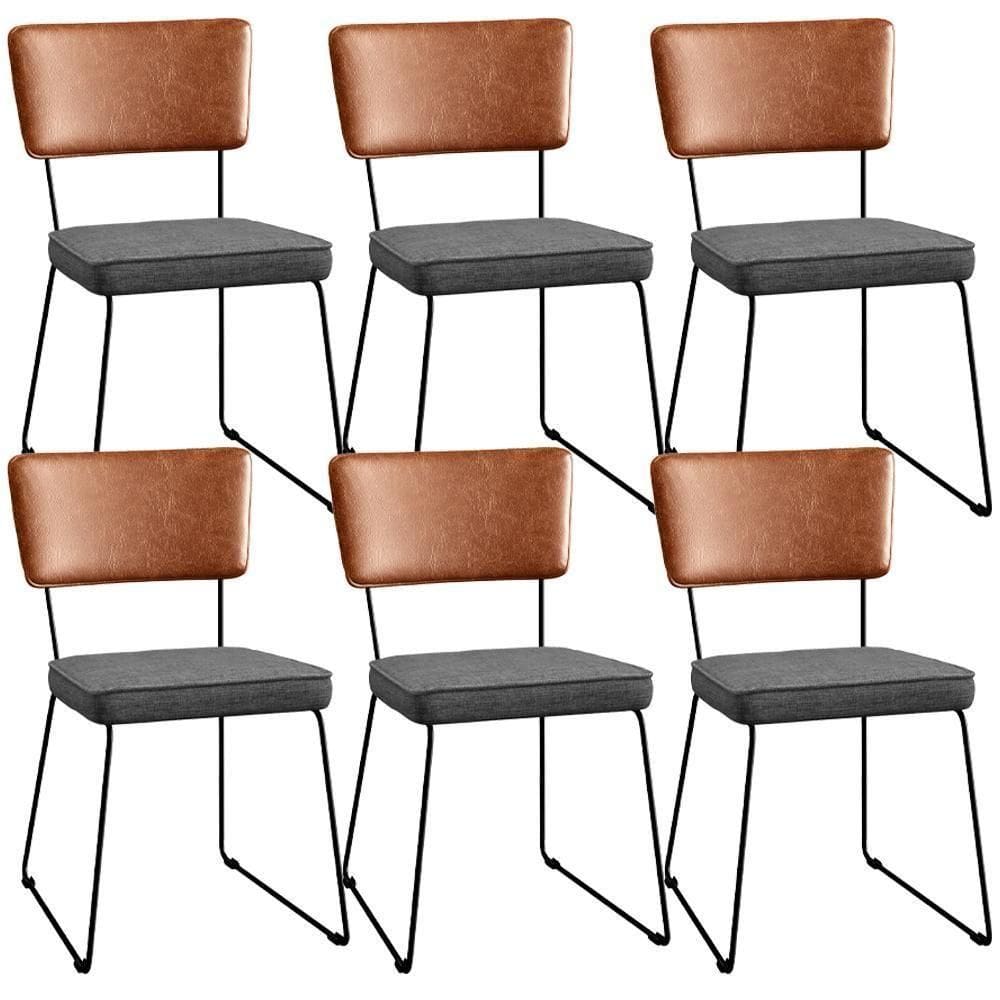 Kit 06 Cadeiras L02 Couríssimo Camel Linho Cinza Escuro