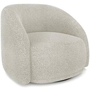 Poltrona Decorativa Giratória Angelina M03 Bouclê Bege Claro - Lyam Decor