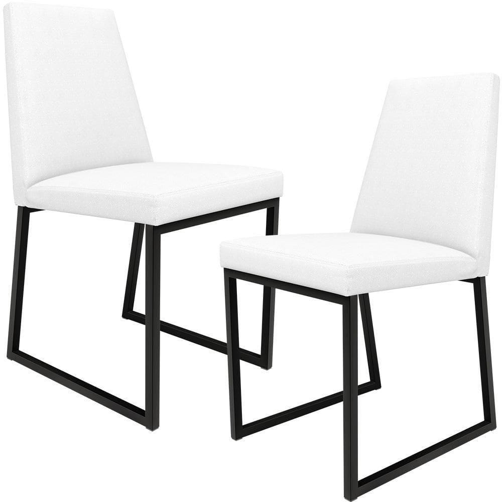 Kit 02 Cadeiras Sala De Jantar Preto L02 Corano Branco