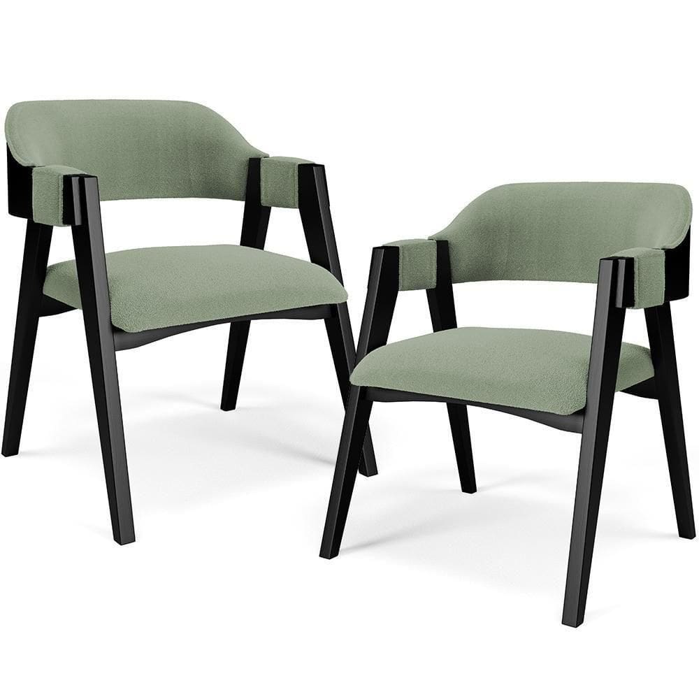 Kit 2 Cadeiras Sala De Jantar Estar Living Estofada Suran L02 Preto Bouclê Oliva - Lyam Decor