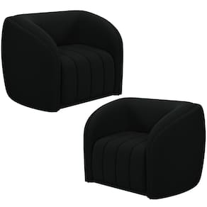 Kit 2 Poltronas Decorativa Para Sala Lazio M03 Veludo Preto - Lyam Decor
