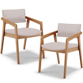 Kit 02 Cadeiras Para Sala De Jantar Estar Living Giorgia B04 Linho Bege - Lyam Decor