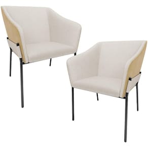 Kit 2 Cadeiras Para Sala De Jantar Estar Living Olívia L02 Linho Cru Couríssimo Fendi - Lyam Decor