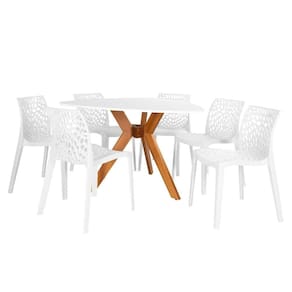 Conjunto Mesa De Jantar Orgânica Nina 120cm Branca Com 6 Cadeiras Gruvyer - Branco