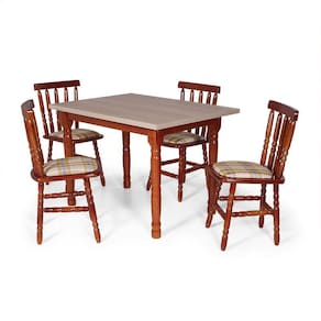 Conj Jantar 140x80cm Mel + 4 Cadeiras Em Madeira Mônaco