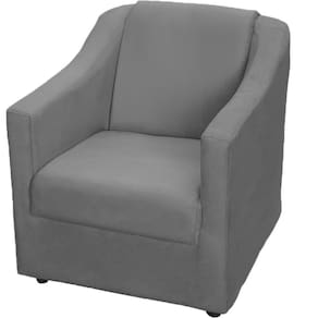 Poltrona Decorativa Mila Pé De Plástico Cromado - Cinza Suede