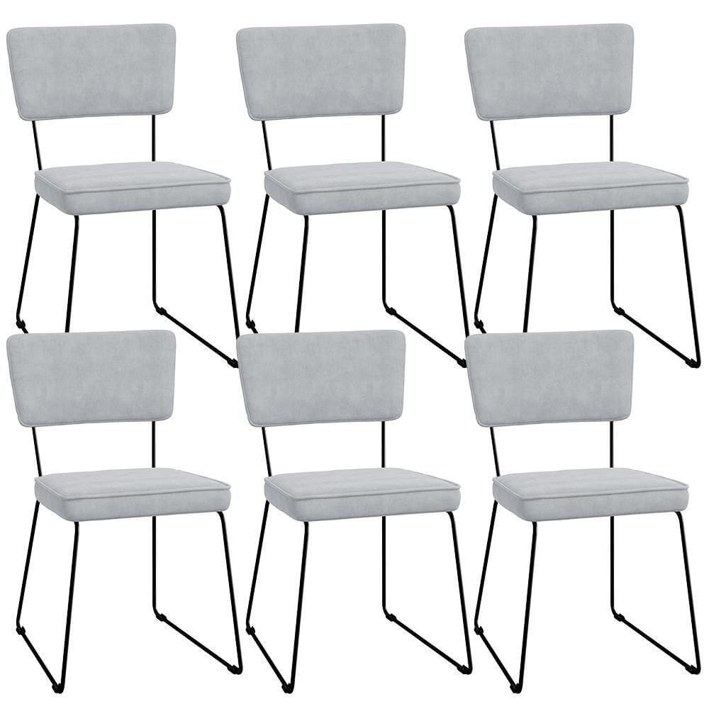 Kit 06 Cadeiras Allana L02 Suede Cinza