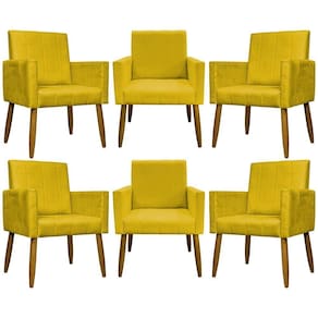 Kit 6 Poltronas Decorativas Mari - Amarelo Suede